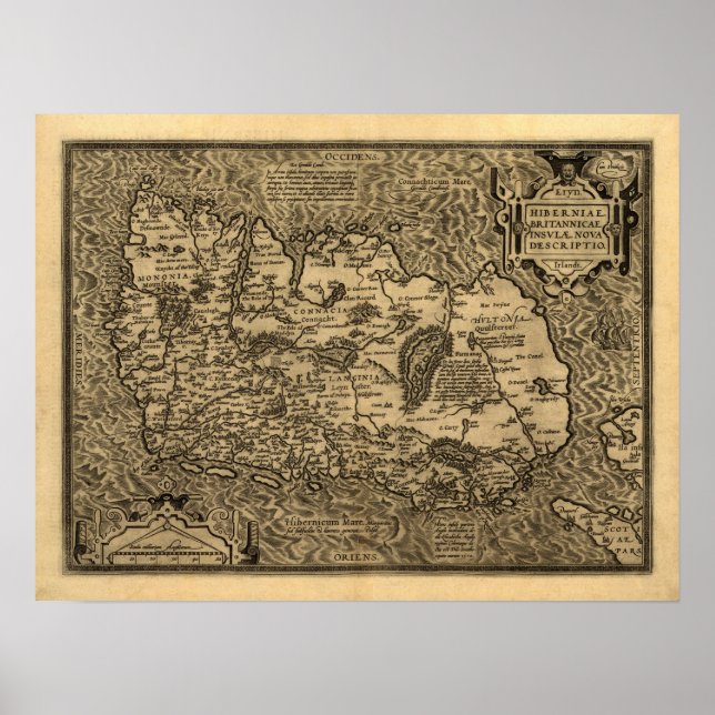 Póster Ortelius’ Map of Ireland (1598) (Frente)