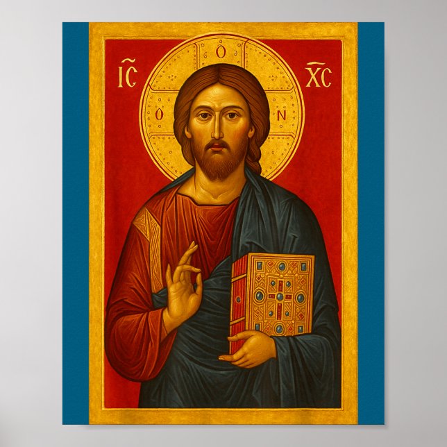 Póster Orthodox Icon Of Jesus Christ Pantocrator  (Frente)