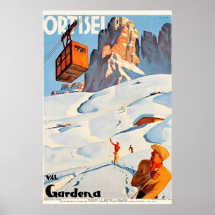 Póster Ortisei Val Gardena Italia cartel de viaje vintage