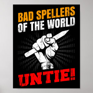 Póster Ortografía Del Mundo Untie Dyslexia Fist Pencil