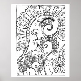 Póster oruga de 16"x 20" y coloración de caracoles