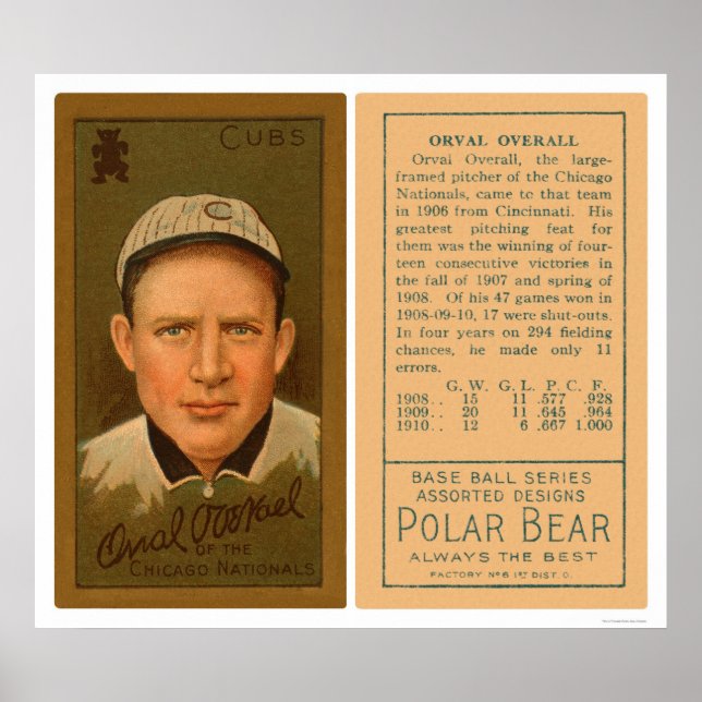 Póster Orval Overall Cubs Baseball 1911 (Frente)