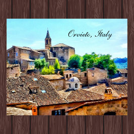 Póster Orvieto Italia Hillside con Orvieto Italia Textos