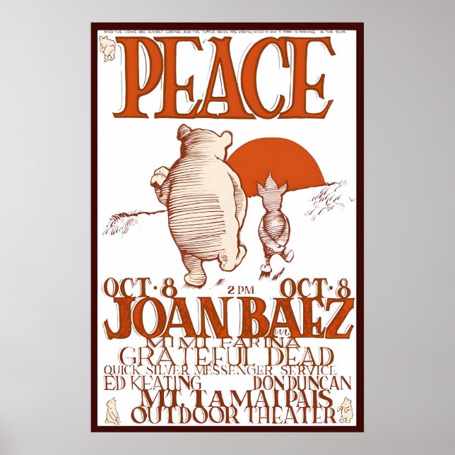Póster OSA DE PELUCHE Grateful Dead, Joan Baez Concierto  (Frente)