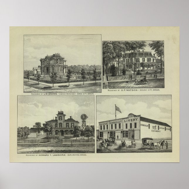 Póster Osage, Mound, and Burlington, Kansas (Frente)