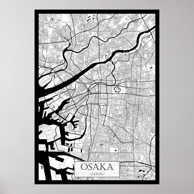 Póster Osaka Japan Map (Frente)