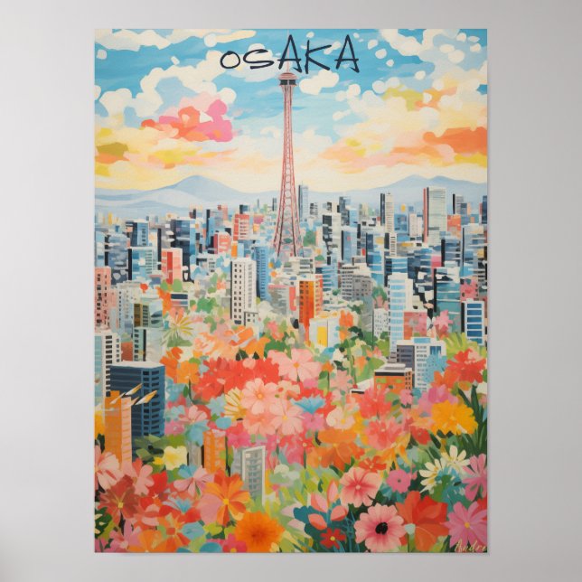 Póster Osaka Japan Travel City Wall Art Aesthetic (Frente)