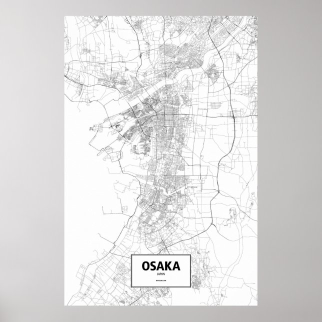 Póster Osaka, Japón (negro sobre blanco) (Frente)