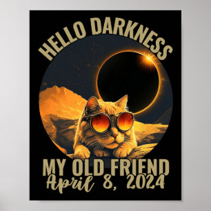 Póster Oscuridad Mi Viejo Gato Amigo Con Gles De Eclipse 