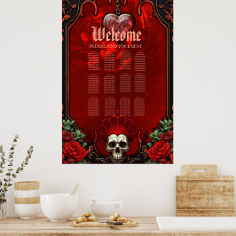 Póster Oscuridad real, corazón gótico y cráneo.