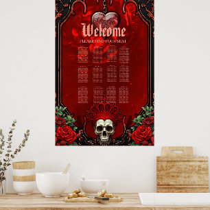 Póster Oscuridad real, corazón gótico y cráneo.