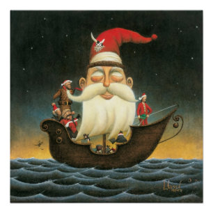 Póster Oscuro Fantasía Santa Pirate Canvas Art