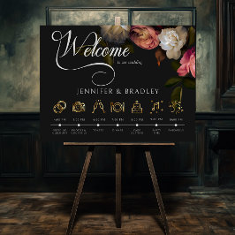 Póster Oscuro Moody Burgundy y Cream Peonies Orden de eve