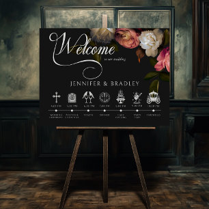 Póster Oscuro Moody Burgundy y Cream Peonies Orden de eve