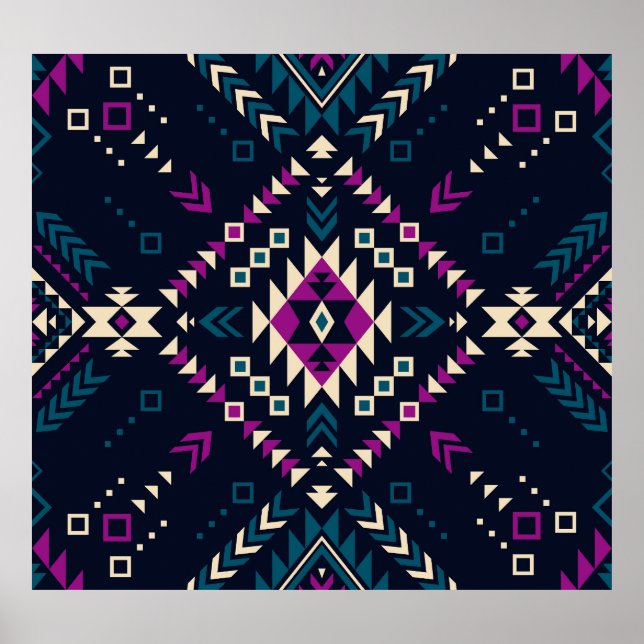 Póster Oscuro Navajo, geométrico vintage. (Frente)