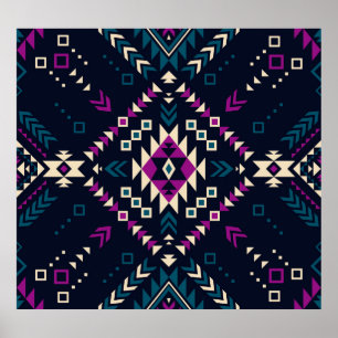 Póster Oscuro Navajo, geométrico vintage.