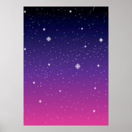 Póster Oscuro Purple Starry Night Sky