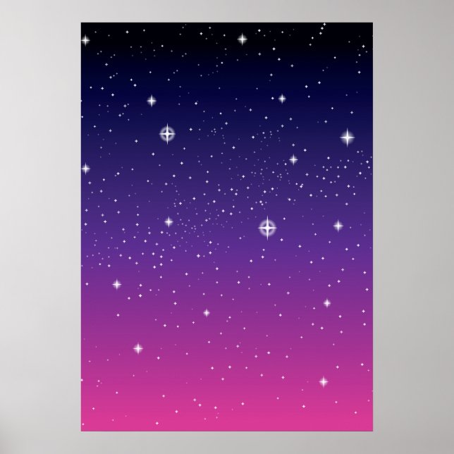 Póster Oscuro Purple Starry Night Sky (Frente)