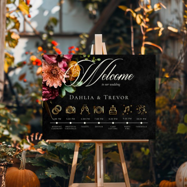 Póster Oscuro y elegante orden de eventos del otoño flora (Subido por el creador)