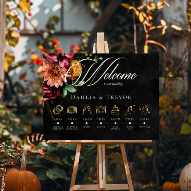 Póster Oscuro y elegante orden de eventos del otoño flora (Subido por el creador)
