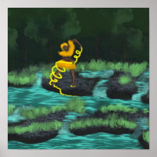 Póster Oshun aprovechando la energía del río