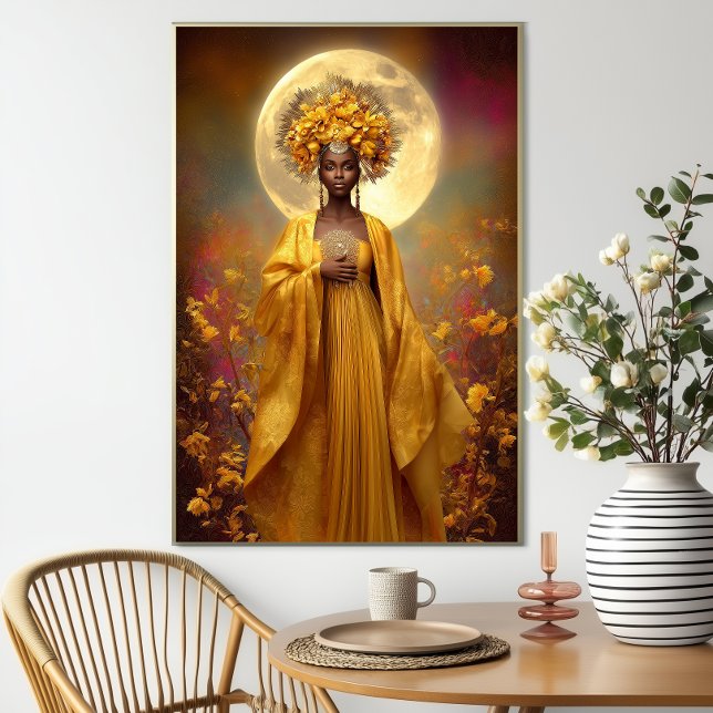 Póster Oshun Print Luxury Afro Mystical Yellow Floral Art (Subido por el creador)
