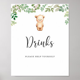 Póster osito bebe Drinks sírvete tú mismo