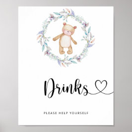 Póster osito bebe Drinks sírvete tú mismo