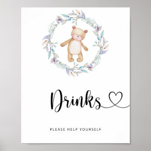 Póster osito bebe Drinks sírvete tú mismo