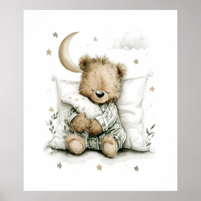 Póster Osito bebé dulce durmiendo profundamente sobre nub (Frente)