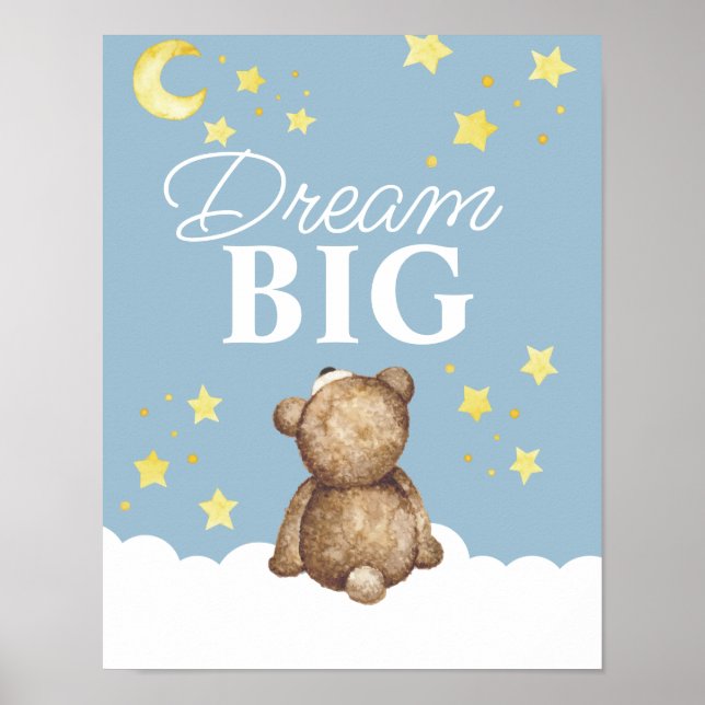 Póster Osito de felpa Moon and Stars Dream Big para cuart (Frente)