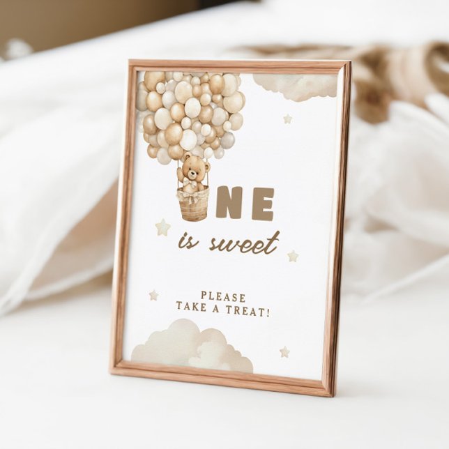 Póster Osito de globos beige Uno es dulce (Subido por el creador)