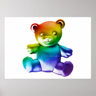 Póster Osito de peluche de metal cepillado SlipperyJoe's 