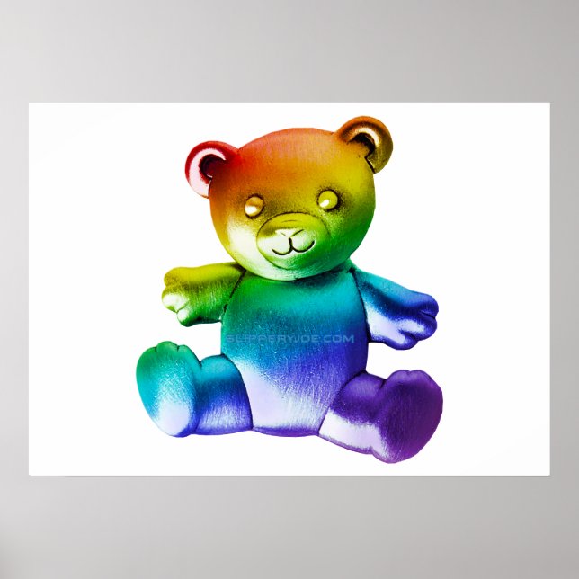 Póster Osito de peluche de metal cepillado SlipperyJoe's  (Frente)