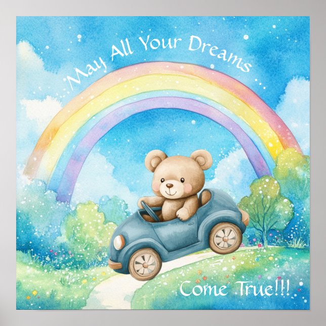 Póster Osito de peluche del arcoíris de dulces sueños  (Frente)