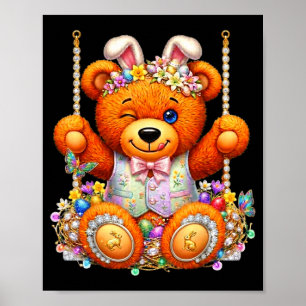 Póster Osito de peluche divertido y lindo guiñando los oj