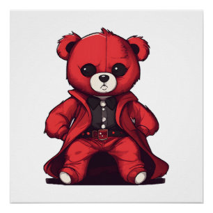 Póster Osito de peluche rojo lindo