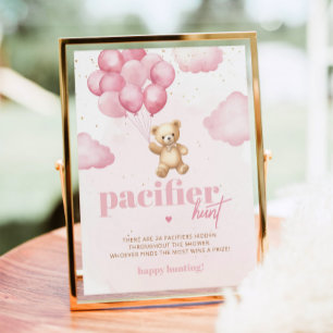 Póster Osito de peluche rosa Pacifier caza juego de ducha