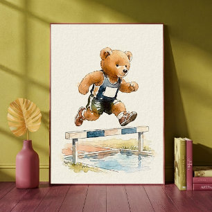 Póster Osito de peluche saltador de vallas Deportes infan