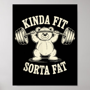 Póster Osito Retro Lindo Gimnasio Divertido Un Poco En Fo