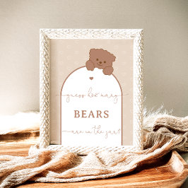 Póster Osito Teddy Lindo Minimalista Adivina Cuántos Osos