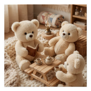 Póster Ositos de peluche lindos jugando en juguetes de fe