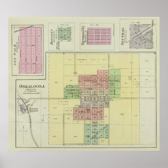 Póster Oskaloosa, Lea Walk y Bonanza, Kansas (Frente)