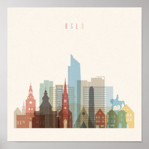 Póster Oslo, Noruega   Línea de la ciudad