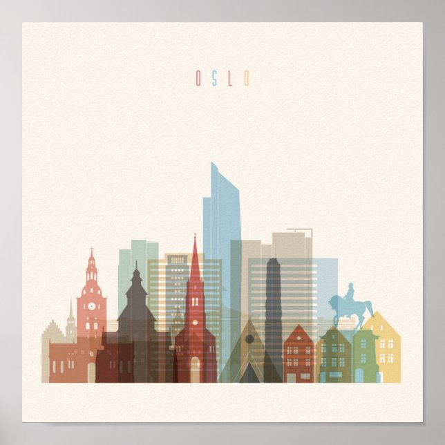 Póster Oslo, Noruega | Línea de la ciudad (Frente)