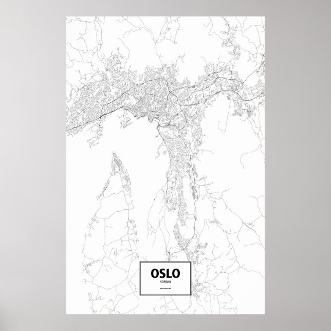 Póster Oslo, Noruega (negro sobre blanco) (Frente)