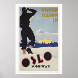 Póster Oslo Noruega Temporada de Invierno en Cartel de Es
