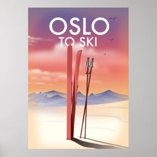 Póster Oslo para esquiar