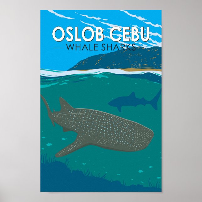 Póster Oslob Cebu Filipinas: Viaje de tiburón ballena (Frente)