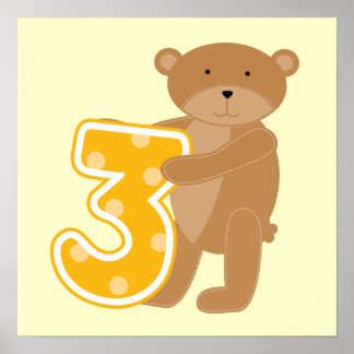 Póster Oso 3.ª camiseta y regalo de cumpleaños